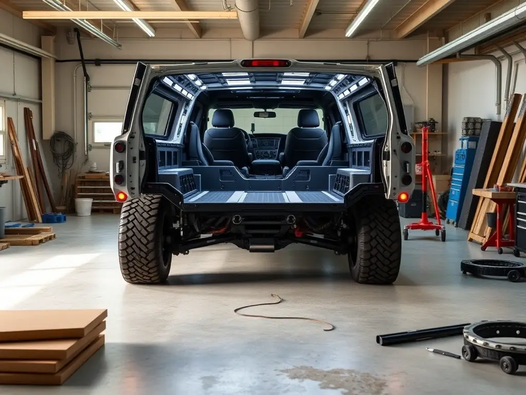 An image depicting a Fametar vehicle body with specialized modifications, such as reinforced flooring or custom lighting, tailored to specific industry needs.